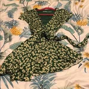 Kimchi Blue -Green Floral Wrap Dress
